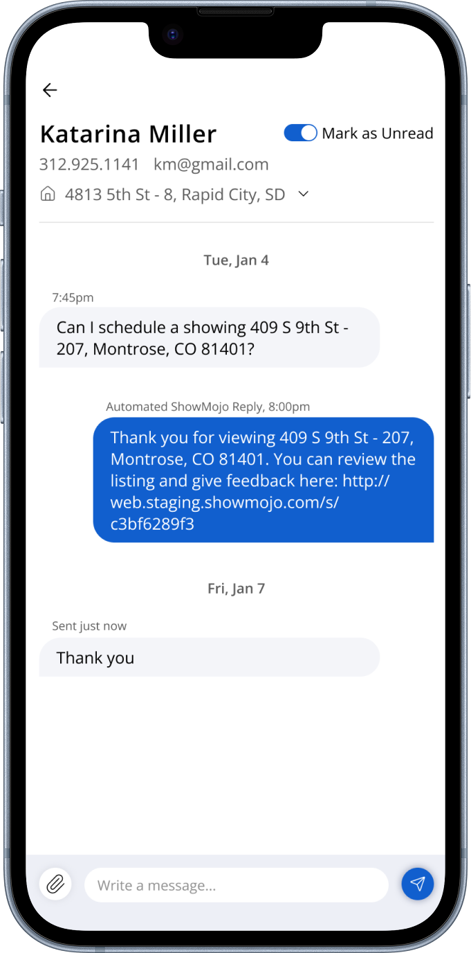 ShowMojo mobile — messaging